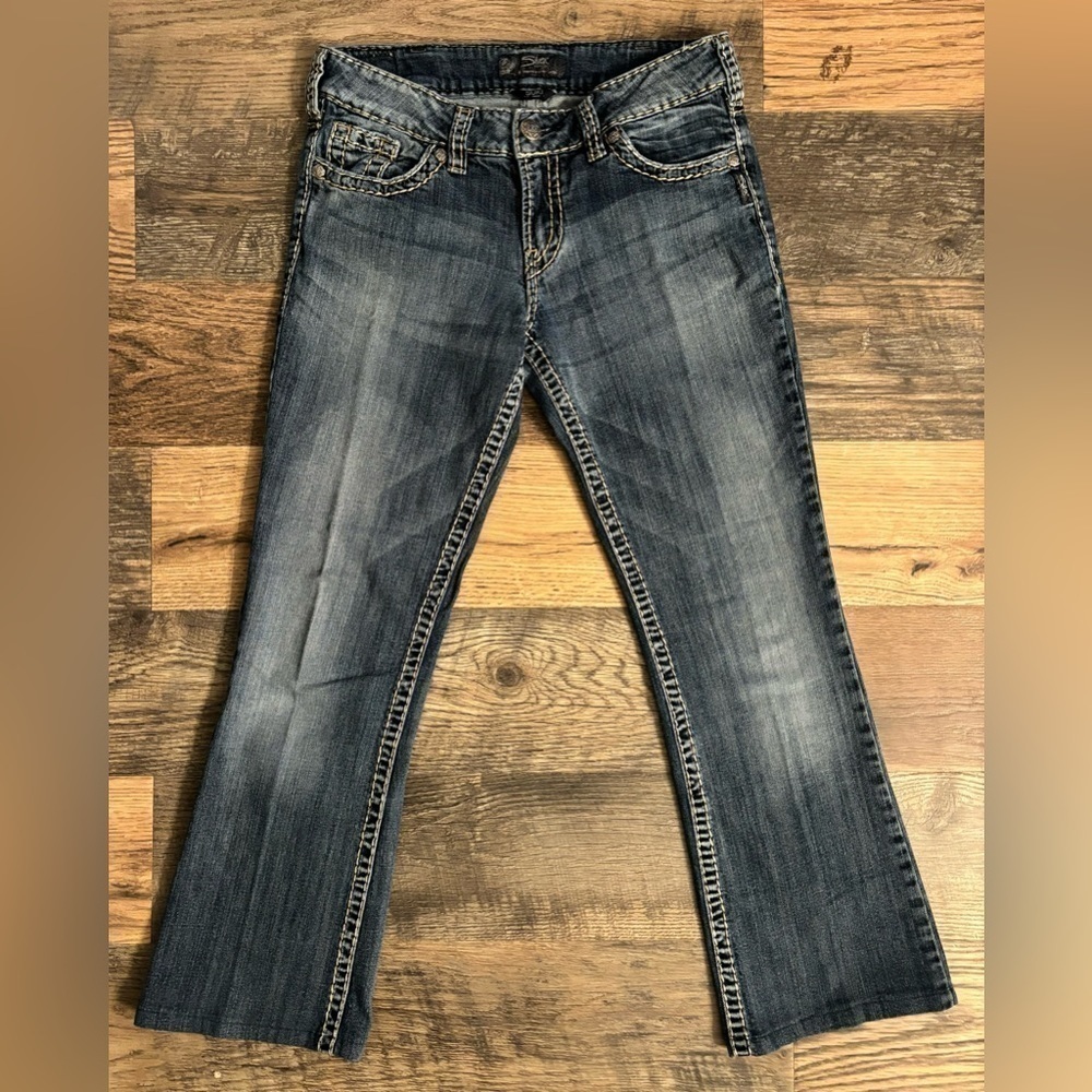 Silver jeans co suki surplus bootcut embroidered pocked blue jeans denim Size 30